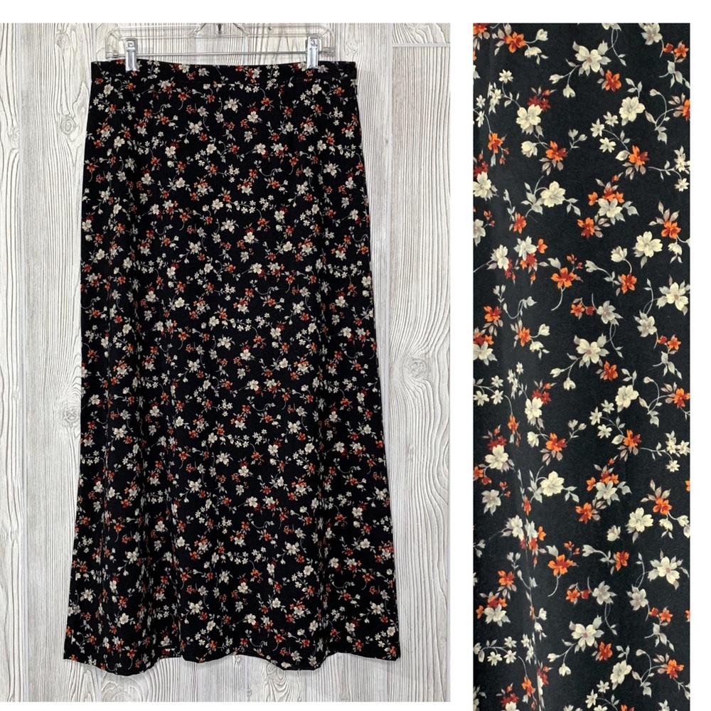 Christopher & Banks black floral maxi skirt